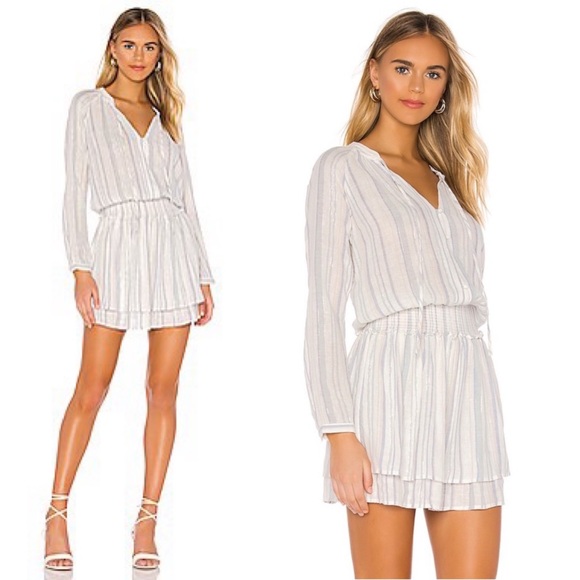 RAILS JASMINE STRIPE DRESS LONG SLEEVE LINEN BLEND IMETALLIC FIJI STRIPE REVOLVE - Picture 2 of 16